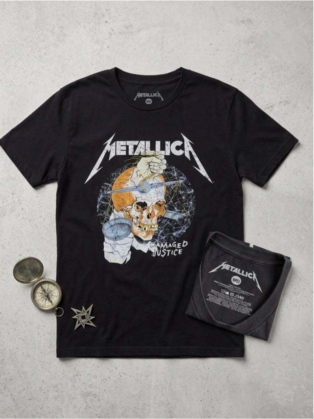 METALLICA Damaged Justice Band Tee Shirt Medium Black